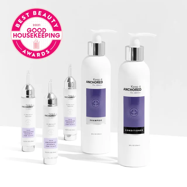 KeepItAnchored hair-care products with a Good Housekeeping Best Beauty Awards seal.